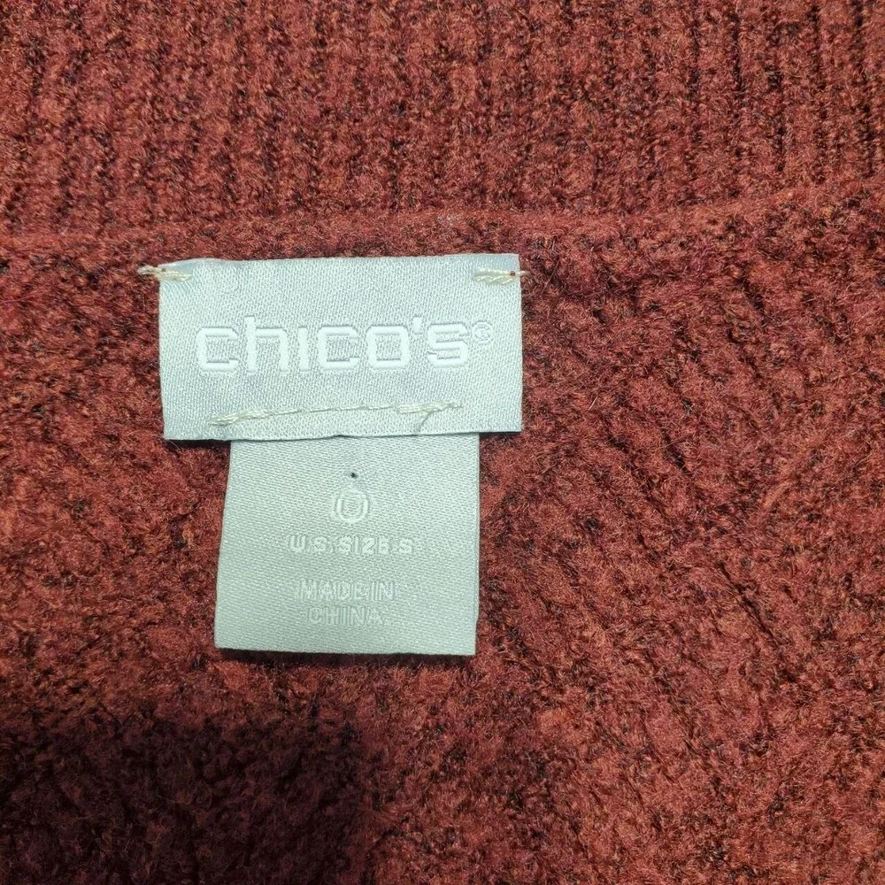 Chicos Sweater Womens Small Red Wool Blend Soft Cozy Warm Holiday Outfit Casual‎